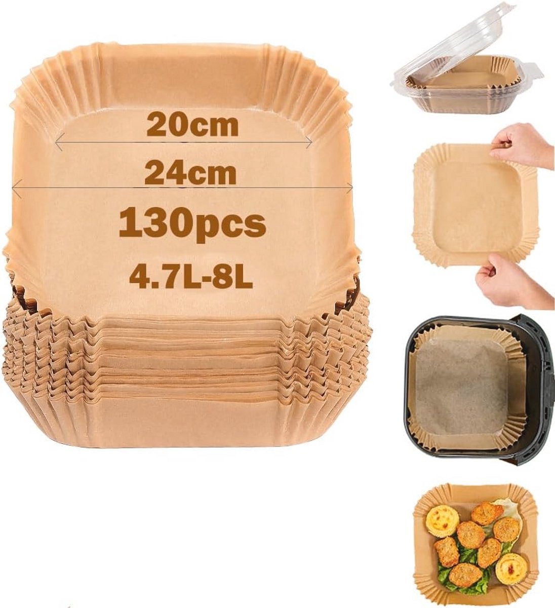 Bakpapier voor Airfryer (17-20 cm) - 150 Stuks