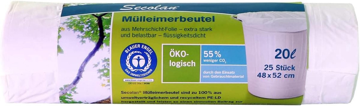 Scheurvaste afvalzakken van 20 liter - 100% gerecycled materiaal voor diverse toepassingen