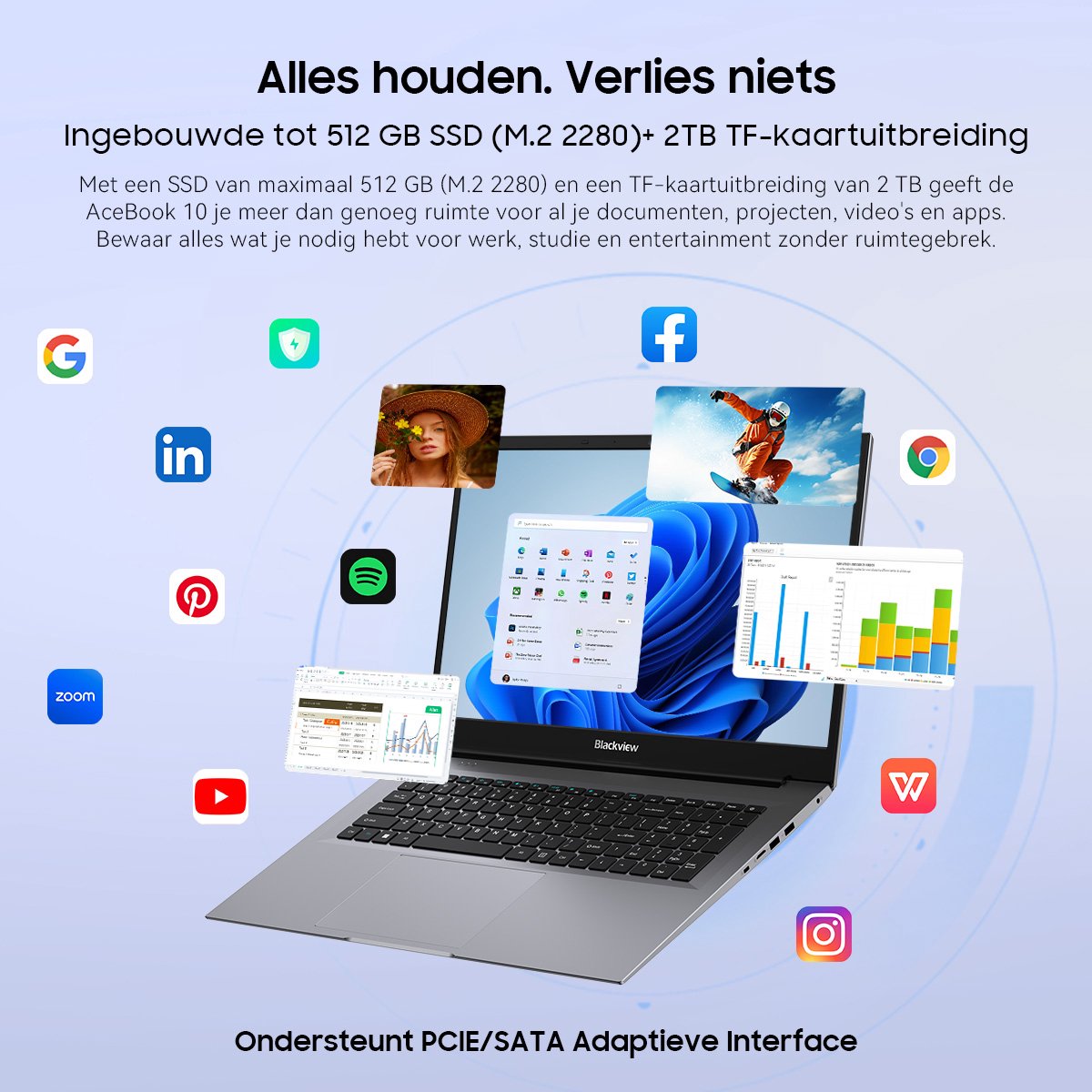 Blackview AceBook 10 Laptop - 18,5 inch Full HD - 16 GB DDR4 - 512 GB SSD Intel N150 - WiFi 6 Windows 11 Pro Notebook - Intel® Graphics - Grijs — afbeelding 4