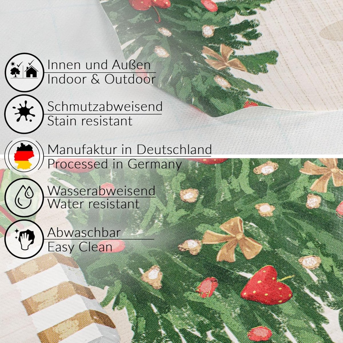Afwasbaar Tafelzeil met Kerstprint - Teddybeer Motief - 10 Meter