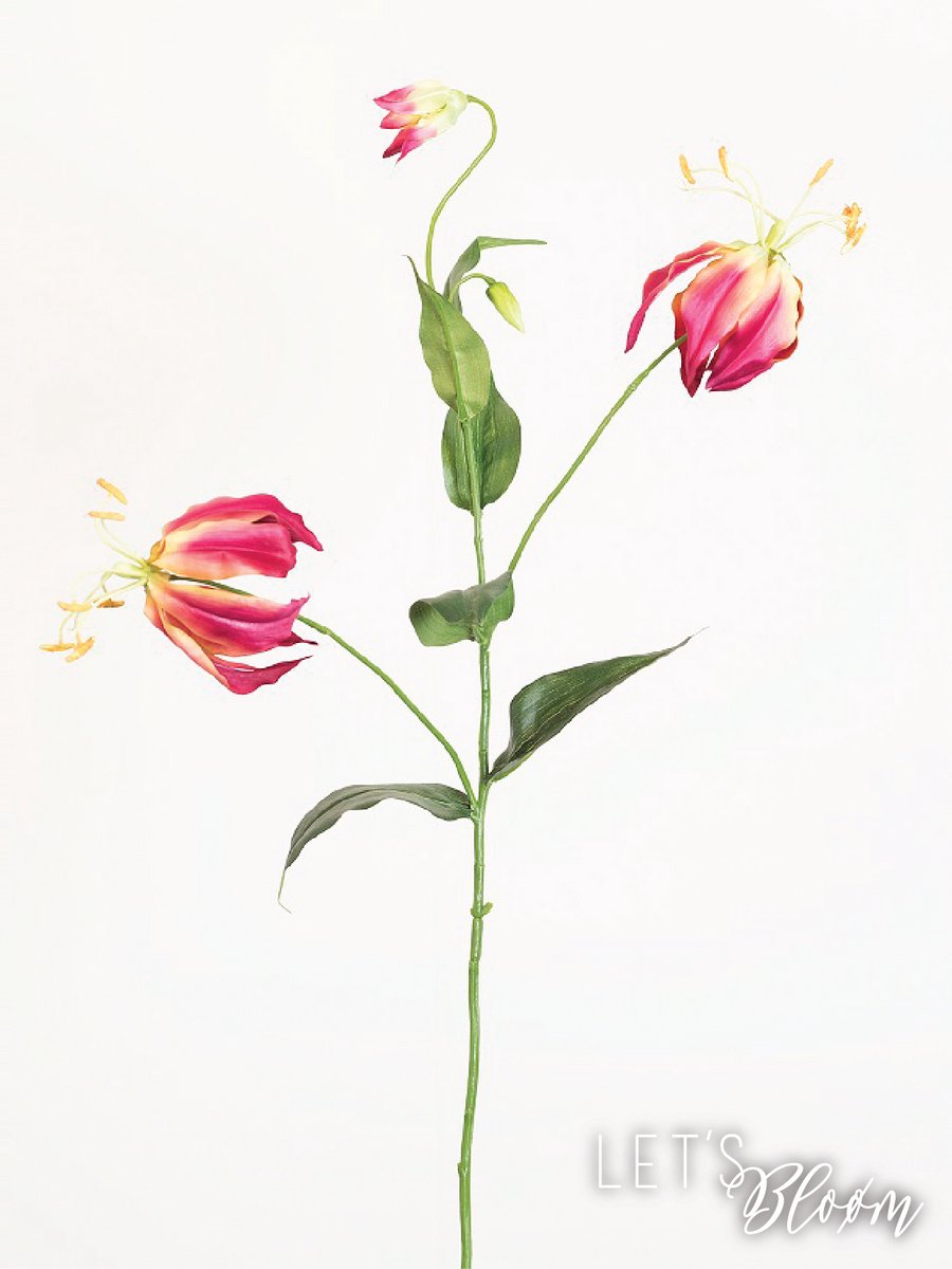 Let's Bloøm | Gloriosa | Kunstbloem | Zijdenbloem | Roze | Fuchsia | Geel | Groen | Kunsttak | 1, 3 of 5 stuks |