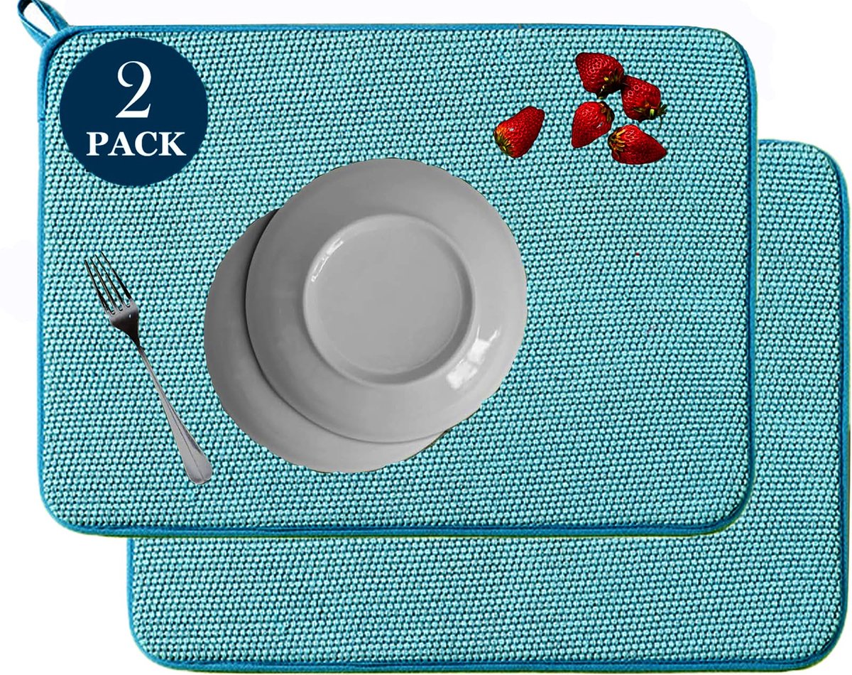 Unyqoos® Set van twee microvezel afdruipmatten voor keuken en gootsteen 40x30 cm