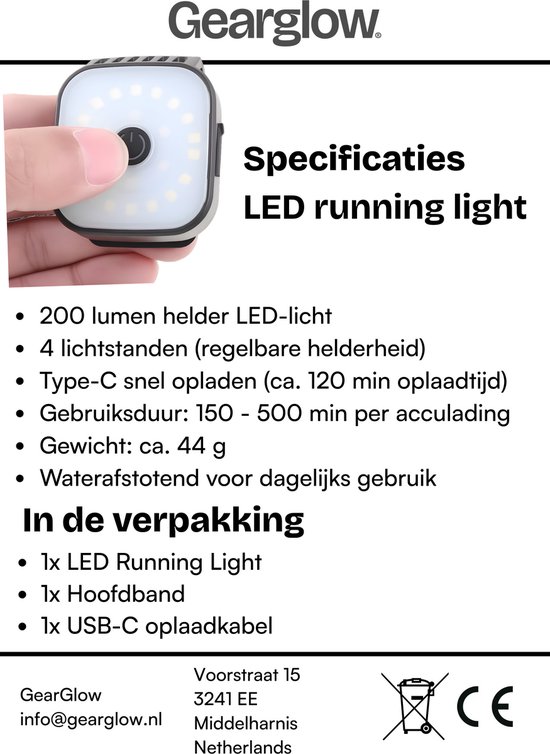 Led-cliplamp, 2 stuks looplicht, led-kleine hoofdlamp, 5 modi, oplaadbaar, USB-ledknipperlicht, schooltas, knipperlicht, veiligheidslicht voor joggen, wandelen, rugzak, camping