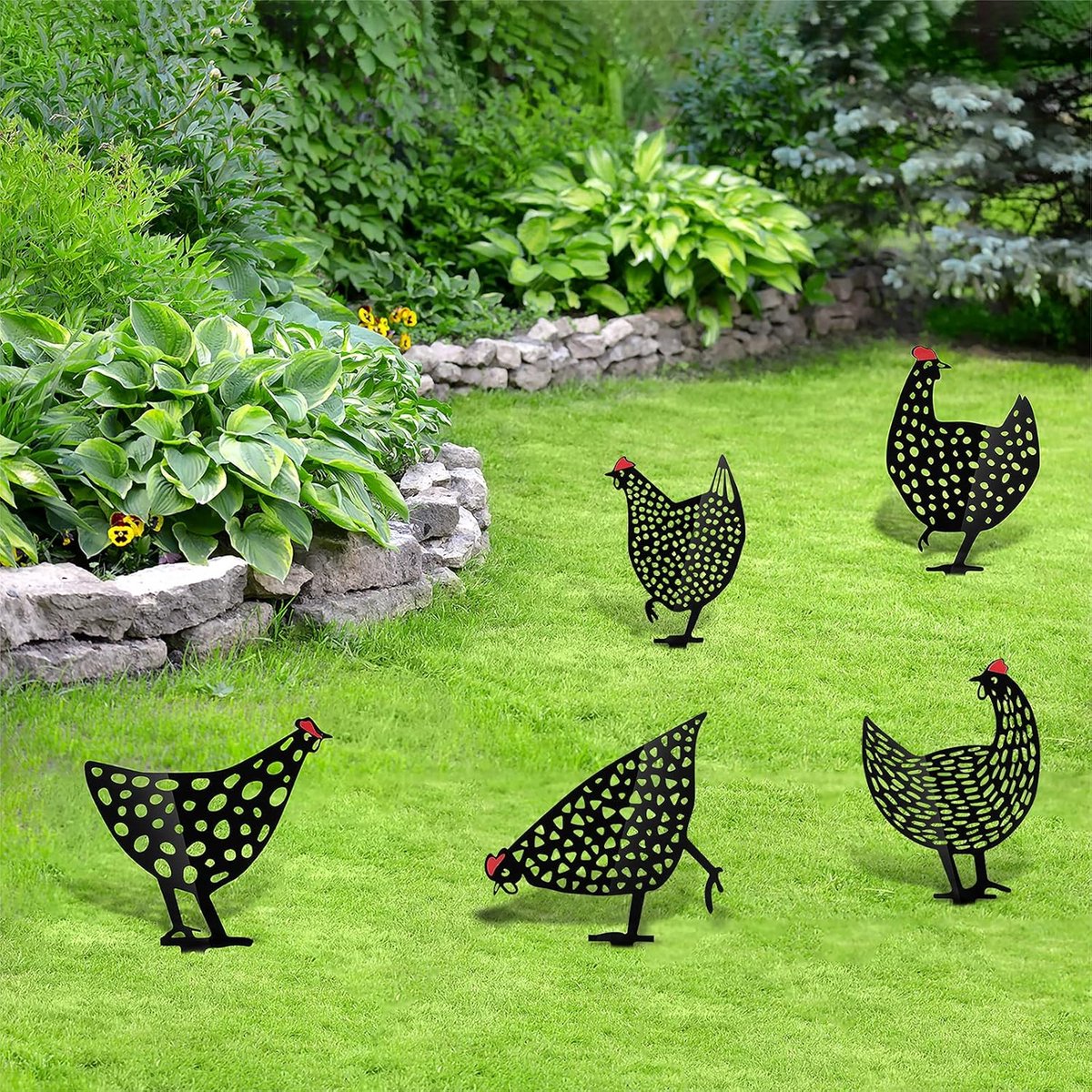 Tuindecoratie Kip Set van 5 - Acryl Tuinsteker voor Buiten & Tuin