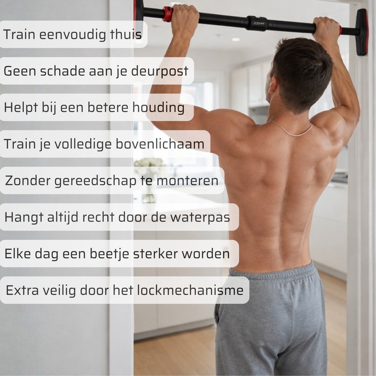 JOGYM Pull Up Bar - Sterke optrekstang zonder boren thumbnail 2