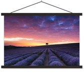 Poster Nuages violets près d'un champ de lavande à lattes plates noir 120x80 cm - Tirage photo sur affiche textielposter (décoration murale salon / chambre)