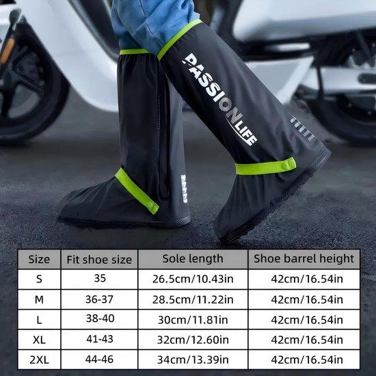 Waterdichte Overschoenen met Rits - Overschoenen fiets - Herbruikbare Regenschoenen voor Fiets & Scooter - Reflecterend, Antislip & Opvouwbaar - Schoenhoezen voor Fietsen, Wandelen, Kamperen & Motorkleding - Maat 41-43 — afbeelding 2