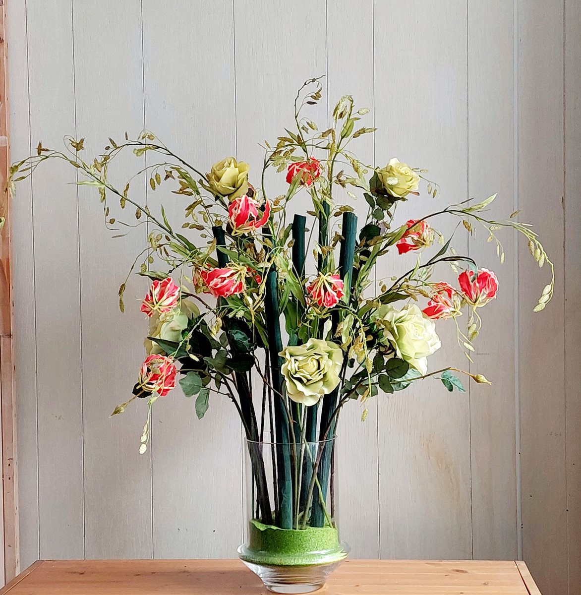 Stijlvol en elegant zijden- en droogbloemen boeket/ 95 cm hoog/eyecatcher / kunstbloemen/nepbloemen/kunstplanten/ droogbloemen/ woondecoratie / cadeau