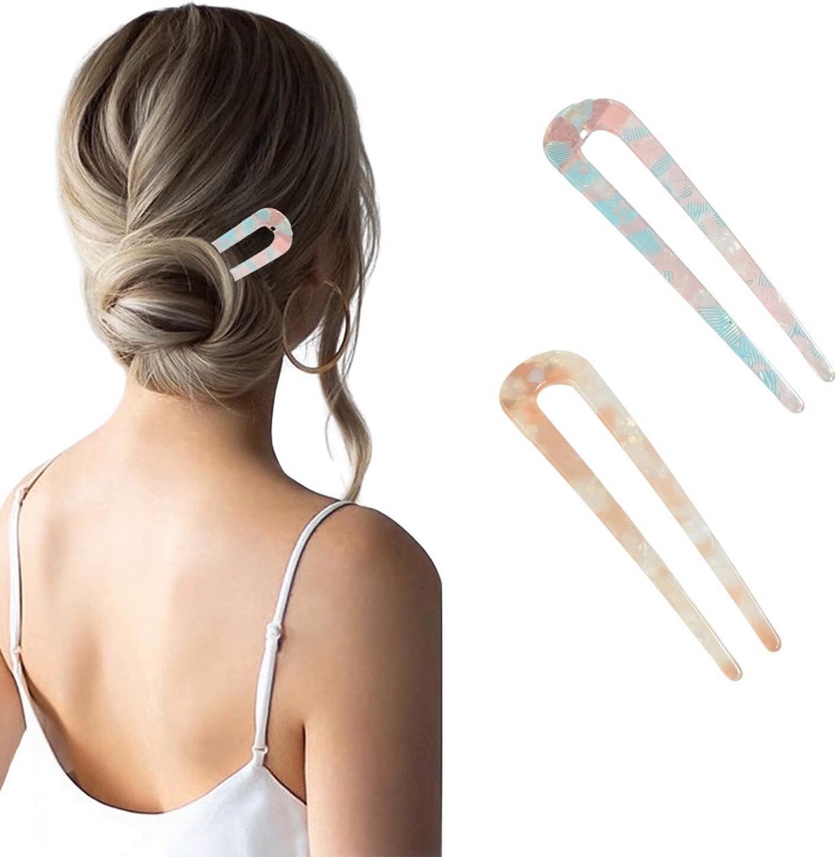 2 Stuks U-Vormige Haarspelden voor Kapsels en Vrouwen - Voor Alle Haartypes