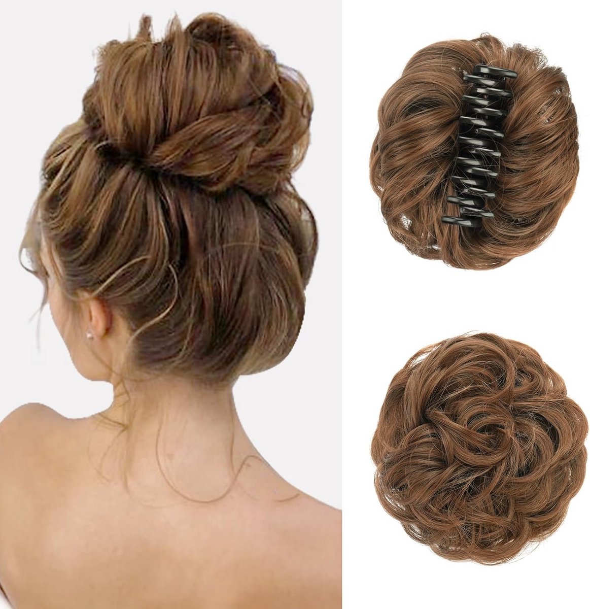 Rommelige Knot Claw Clip - Clip-in Synthetische Haarstukjes voor Krullend Haar