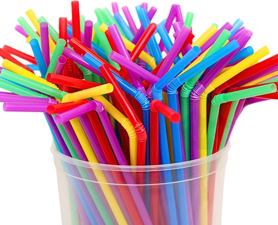 KURTT - 500 stuks Plastic rietjes - herbruikbaar rietje - buigrand 5x230mm - reusable