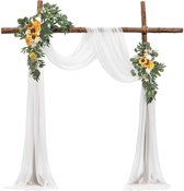VEVOR Bruiloft Boog Bloemen Set Bruiloft Boog Decoratie met 2x Bloemen 1x Gordijnen Geel
