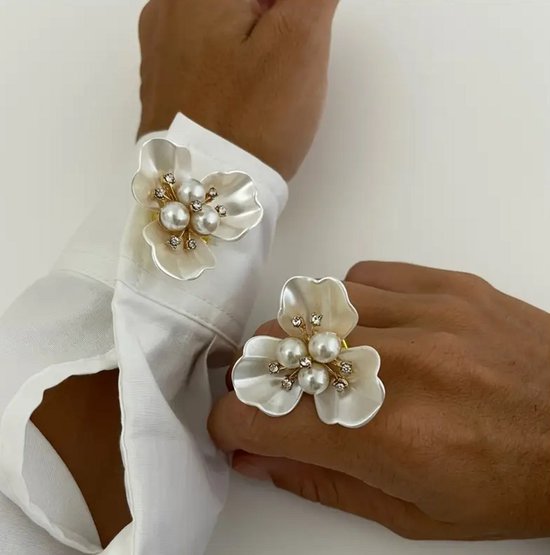 Set de boutons décoratifs à fleurs 3D ornés de strass | bouton bouton fleur 3D | Bouton Amsterdam Universal (38 mm / 15 mm)