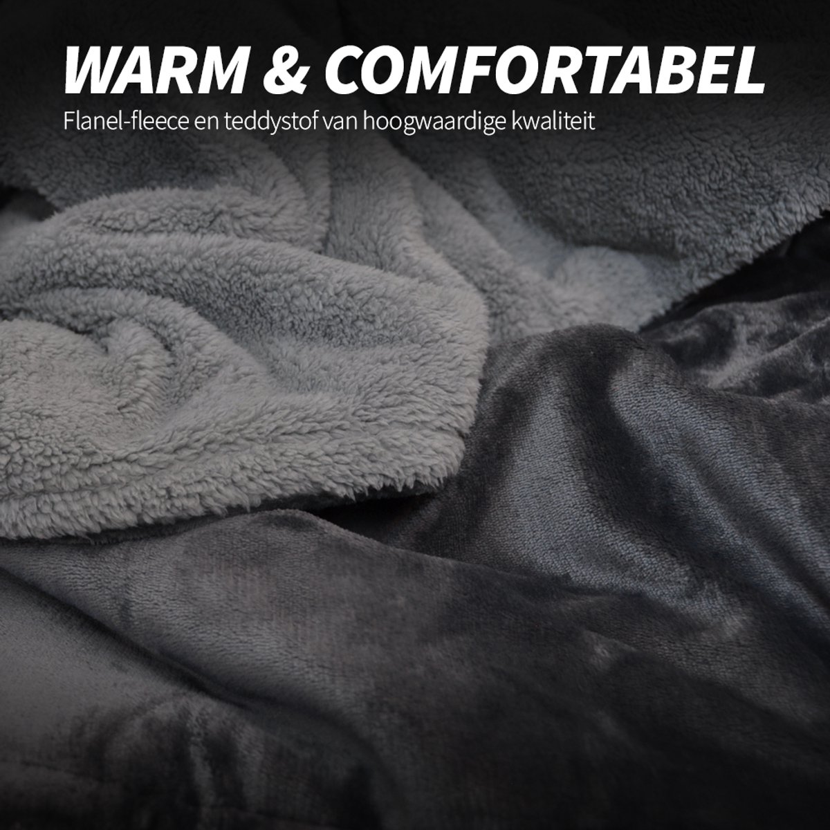 FlowMotion Luxe XL Elektrische Warmtedeken 180x130cm - Grijs/Antraciet - Elektrische Deken met 9 Warmtestanden - Bovendeken met Timer – Verwarmde Deken 160W – Fleece Verwarmingsdeken – foto 6