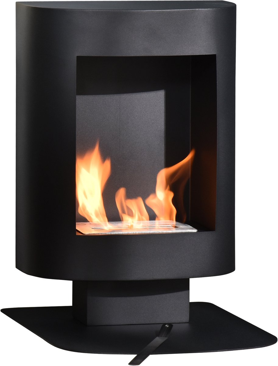 HOMCOM Ethanol Haard - Staal - 46,5x53x65cm - Zwart