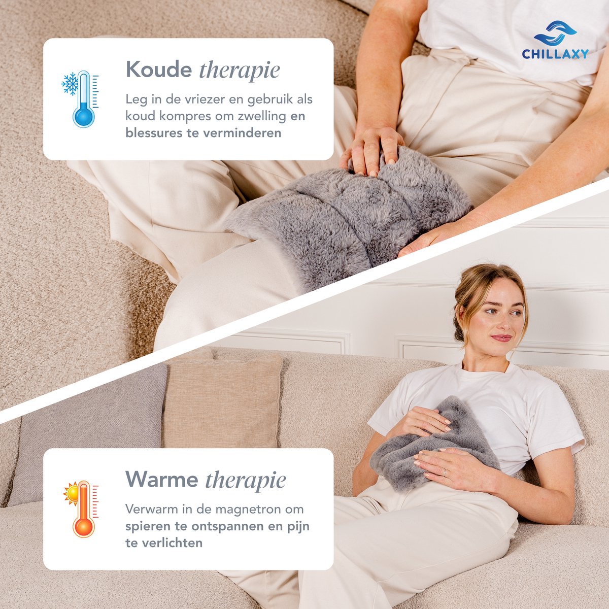Chillaxy - Pittenzak - Kersenpitkussen - Pittenkussen Magnetron - Warmtekussen - Grijs — afbeelding 3