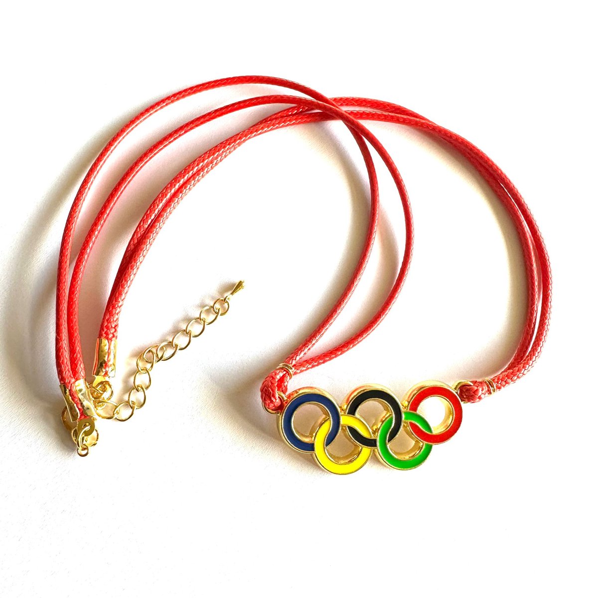 SportPresent® - OS - Ketting - Rood - Torino - 2026 - LA 2028 - Olympische Ringen - Olympische Spelen - Peking - Beijing - Kleur - Sportsieraad - Sieraden - Sportsieraden
