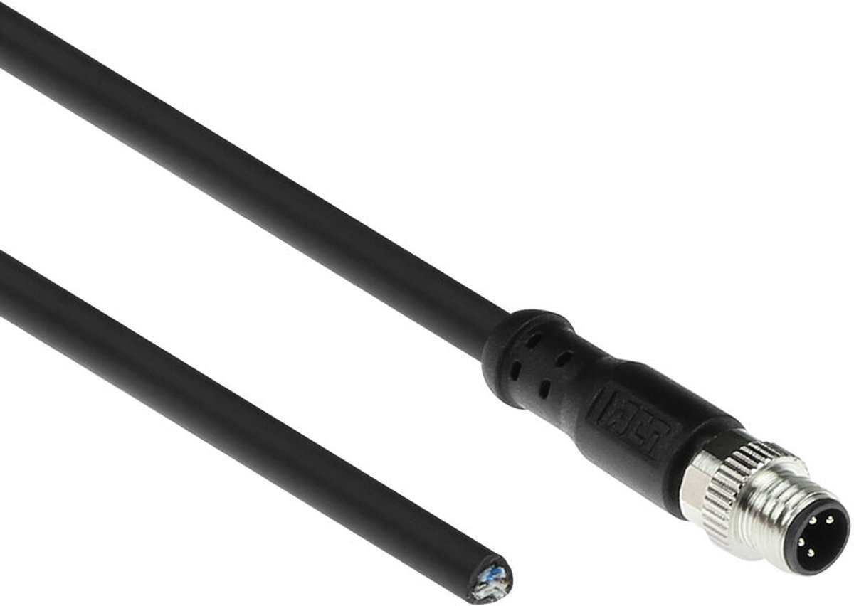 ACT SC3108 Industriële Sensorkabel | M8A 4-Polig Male naar Open End | Ultraflex Xtreme TPE kabel | Afgeschermd | IP67 | Zwart | 3 meter