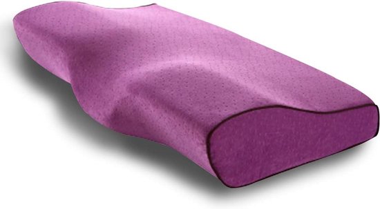 Traagschuim kussen, ergonomisch neksteunkussen, ademend, afneembaar, wasbaar, verbetert de slaapkwaliteit voor zijslapers, rugslapers, buikslapers, paars