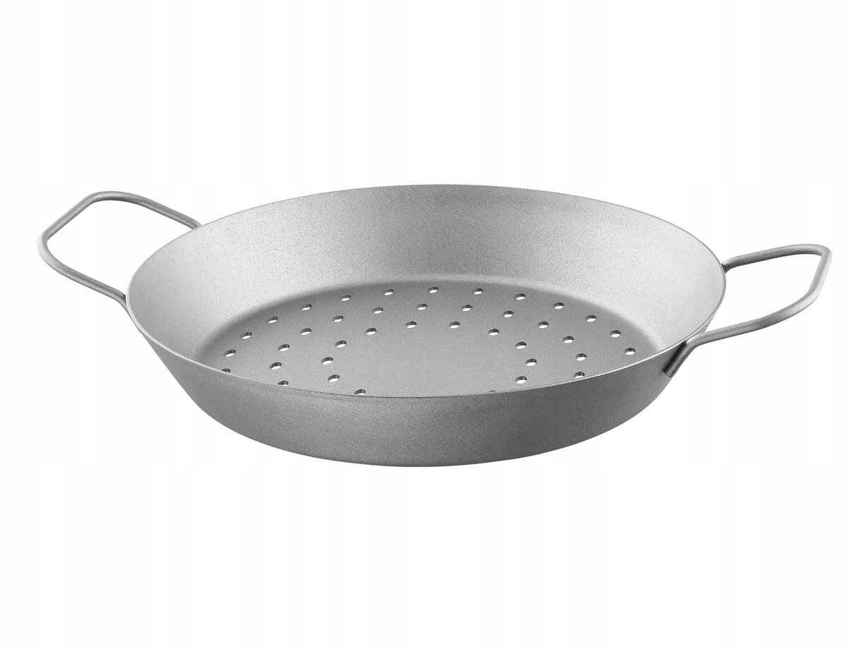GRILLMEISTER Grillpan van gietijzer met handvatten en geperforeerde bodem, 28,5cm