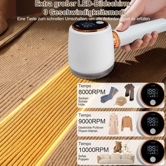 Elektrisch pluisscheerapparaat, elektronische pluislifter met 2 snelheden, met 3 messen en draaibare handgreep, oplaadbaar via USB, draagbaar, pluisverwijderaar, pluisverwijderaar voor kleding, wollen