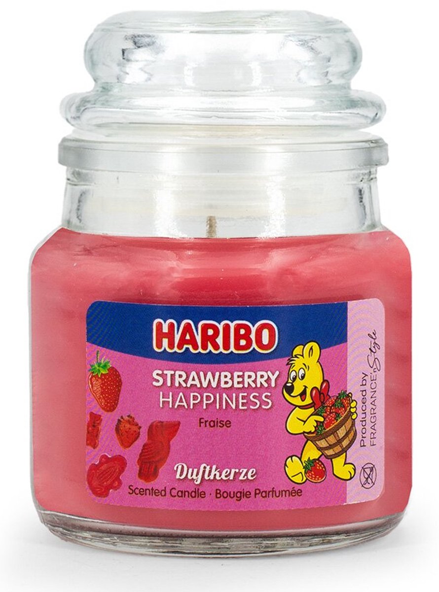 Haribo Strawberry Happiness 85grams kaarsje