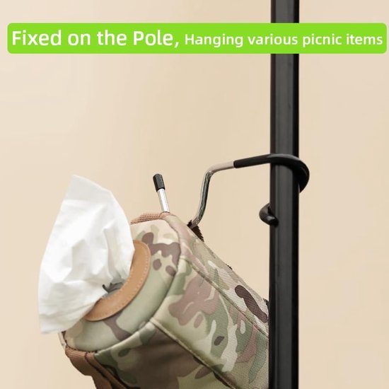 3 stuks - Camping Tent Light Hook - Buitenverlichtingshaken voor Camping - Lantaarnhaak - Keukenplankhaak - Buitenverlichtingshaak - Stevig - Multifunctioneel - Zwart - 14*5cm - Geschikt voor tentverlichting, garages, keukens — afbeelding 4