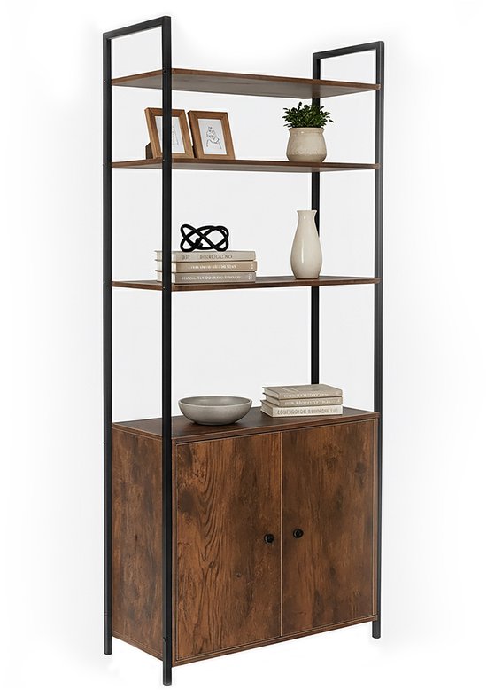 Boekenkast met deuren - industrieel