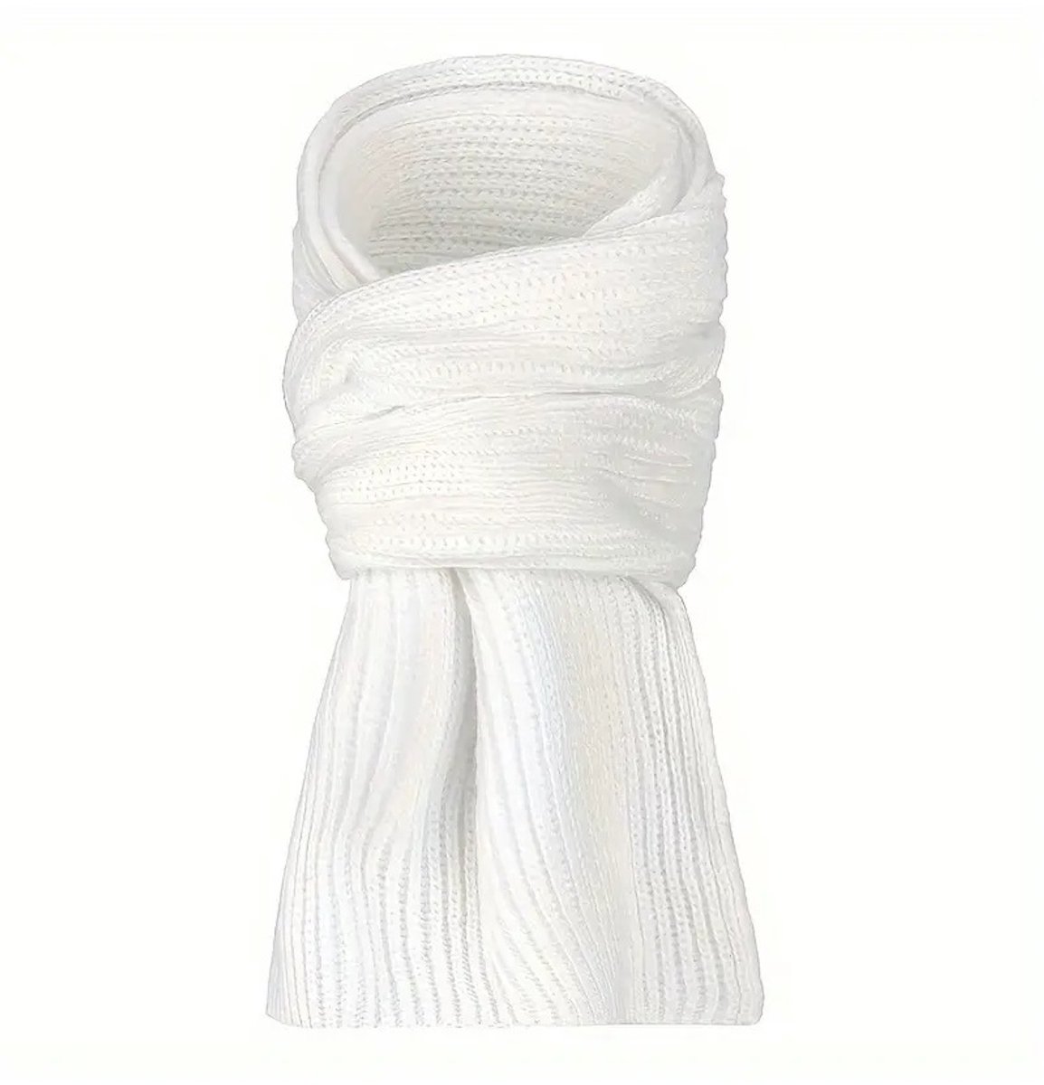 Sjtoer® - Elegante winter sjaal - Wit - voor Mannen en Vrouwen - Effen Kleur - Gebreide Stijl - Kerstcadeau - Feestdagen