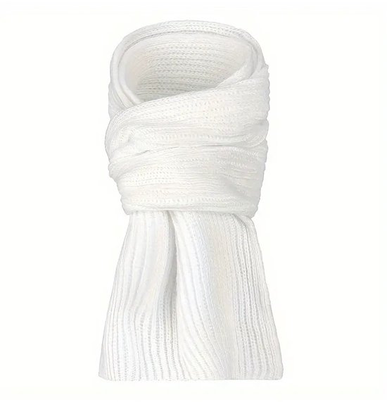 Sjtoer® - Elegante winter sjaal - voor Mannen en Vrouwen - Effen Kleur - Gebreide Stijl - Wit