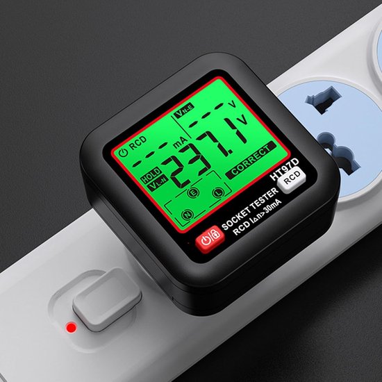 2 stuks stekkertester met RCD-test en lcd-voltage-display, indicatielampje, 198-250 V/50-60 Hz