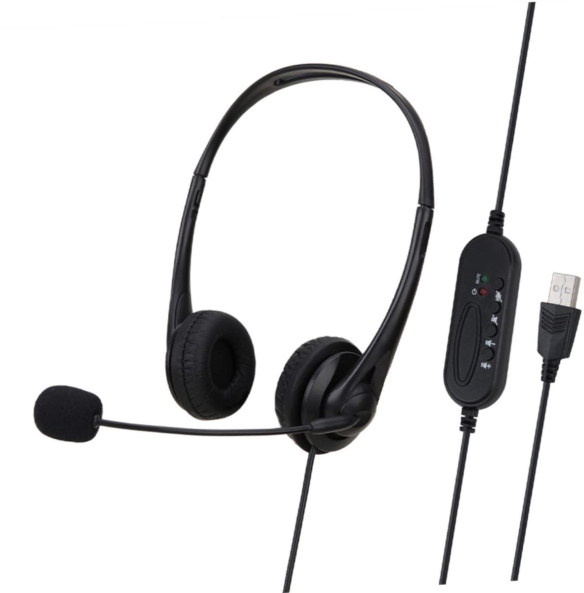 longziming -USB Headset met Microfoon – Bedraad, Comfortabel & Ruisonderdrukking – Plug & Play voor PC, Laptop, Callcenter, Thuiswerken en Online Lessen – Zwart