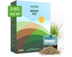 Joyfields Quick Fix - Gazonherstel graszaad - 3 kg voor 150 m² - Kale plekken herstellen - Razendsnelle vestiging - Kiemt al vanaf 6°C - Voorkomt onkruid - Met Hydroboost-coating