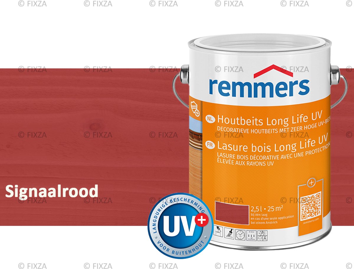 Remmers Long Life Houtbeits UV – signaalrood – 2,5 Liter – Duurzame houtbescherming met maximale UV-bescherming