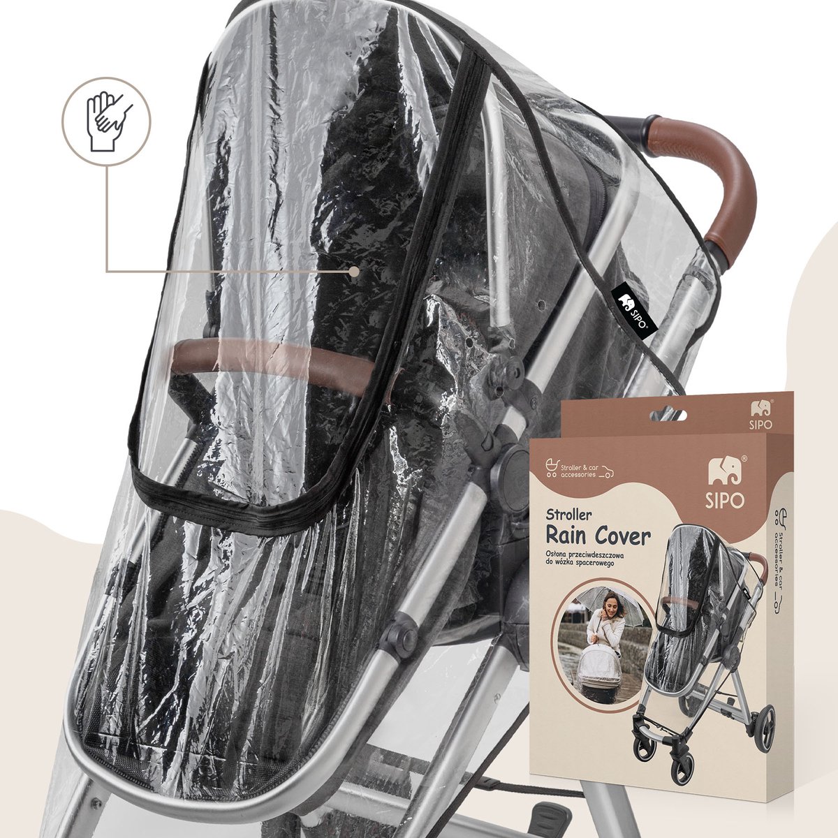 SIPO Regenhoes voor Kinderwagens - Waterdichte 3-in-1 Beschermhoes tegen Regen, Sneeuw en Wind - Transparant - Universeel Model voor de Meeste Stadsbuggy's en Wandelwagens - Windhoes Kinderwagen - Regenhoes – foto 7