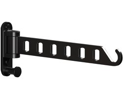 Wandgemonteerd kledingrek - Garderobekast - droogrek - droogrek inklapbaar - droogrek hangend - Zwarte haak - Kledinghaak - Wandhanger - Opbergrek - Metaal - Zwart