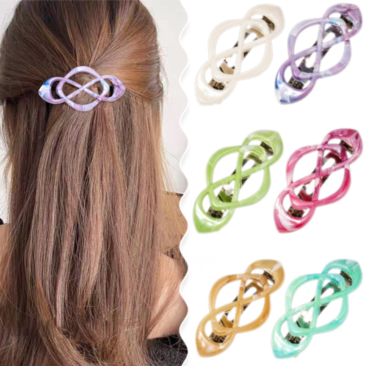 6 x holle Franse vintage haarspeldjes voor paardenstaarten, half-snap haarspeldjes, sterke antislip grip, voor dagelijks gebruik, werk, feestjes en vakanties en passen, vriendinnen, familie, echtgenotes, dochters of moeders perfect cadeau - Cyslmuk®