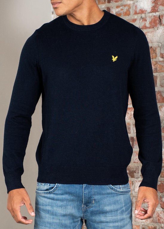 Lyle & Scott Pull col rond en mérinos Cotton - marine foncé