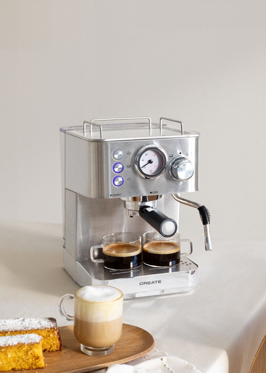 CREATE - Espressomachine - Zilver - Geschikt voor Espresso, Latte Macchiato & Cappuccino - THERA CLASSIC