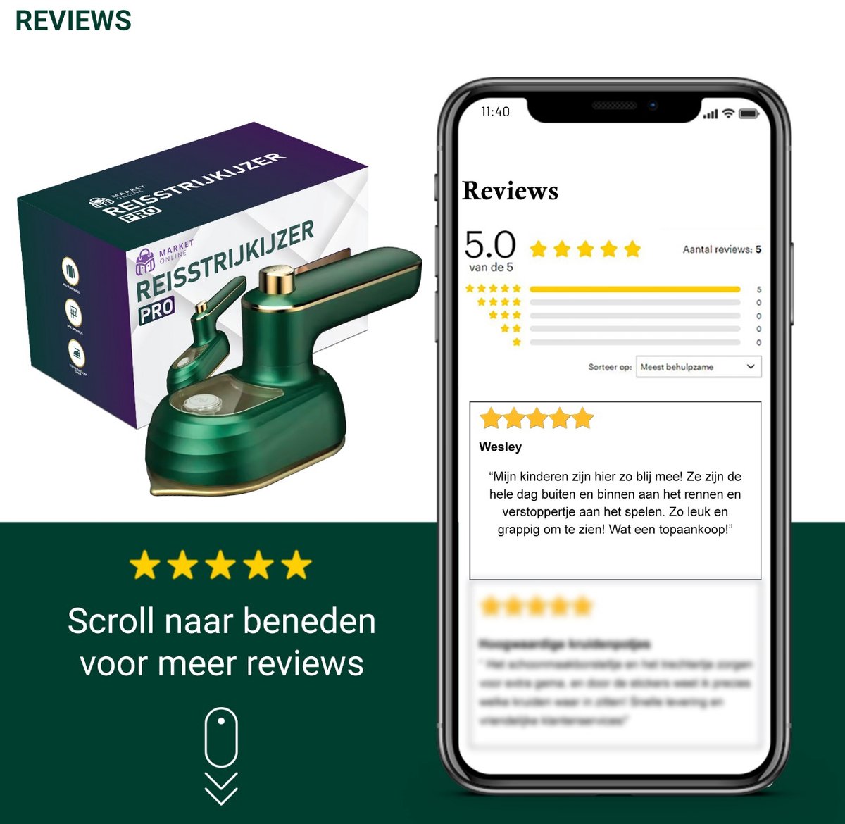 Reisstrijkijzer pro Mini Stoomstrijkijzer Dual Voltage.