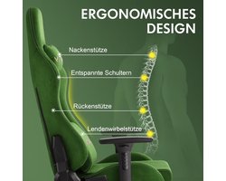 Gamingstoel Novihome VerdeMax – Luxe ergonomische bureaustoel met hoofdsteun, lendenkussen, 3D-armleuningen, verstelbare rugleuning 90-155°, uittrekbare voetensteun – Groen, Medium (M)
