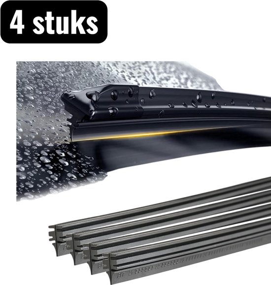 4 stuks - Ruitenwisser - Universele Ruitenwisser Rubbers - 14-28 inch / 350 mm-700 mm - Auto-onderdelen - Universele ruitenwisserblad - Vervangingsset voor Flatblade en Traditionele Wissers - Zwart