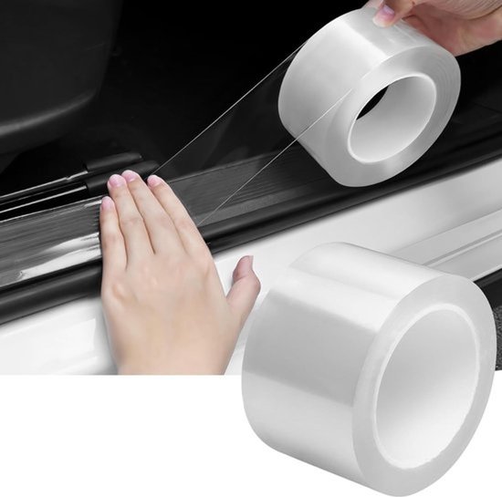 Autodeurrandbeschermingsstrip, dorpelbeschermingsstrip, 10 cm breed * 3 m lang - Carrosseriewrap, vinyl autofolie voor impactbescherming, geschikt voor de meeste voertuigen (transparant).