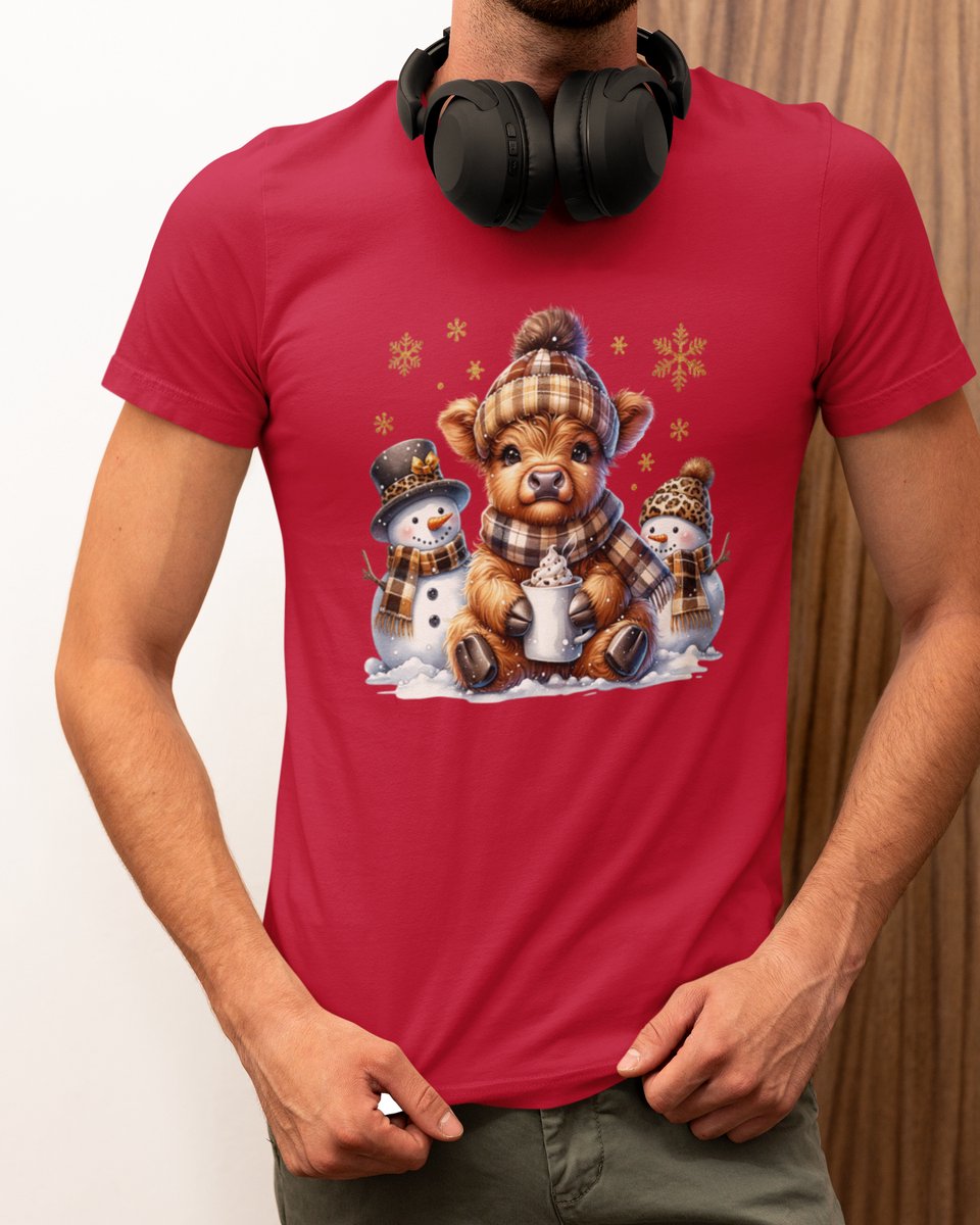 Hooglander Kerst - Kerst T-shirt Rood - Grappig T-shirt - Maat M - Kerst Cadeau Mannen - Limited Edition