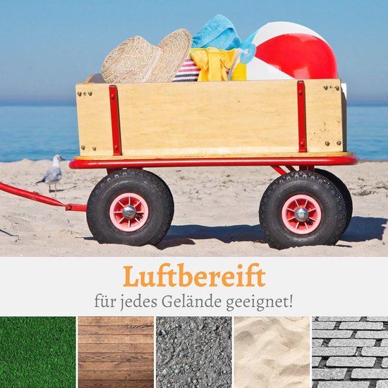 Houten Bolderkar met Luchtbanden - 100kg Draagkracht en 100L Inhoud - Ideaal voor Dagjes Uit van Houten — afbeelding 2