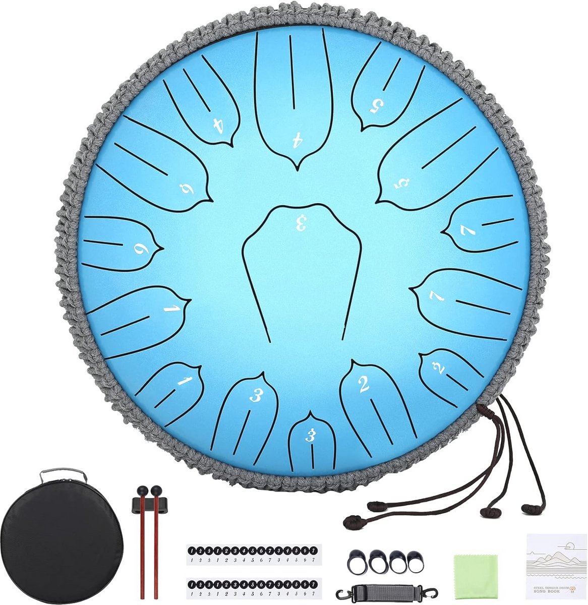 Stalen tongtrommel 15 noten 30 cm - Muziekinstrument voor meditatie en yoga