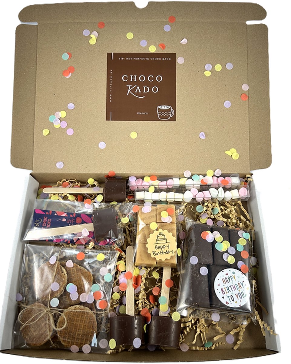 Birthday XL Choco brievenbus cadeau - verjaardag - chocolade - chocosticks - marshmallows - stroopwafels