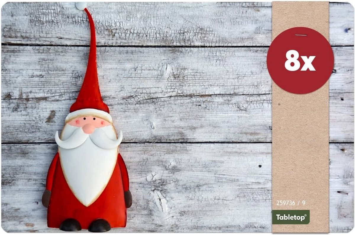 Set van 8 Wasbare Placemats Kerstthema Tafelbeschermer 43.5 x 28.5 cm