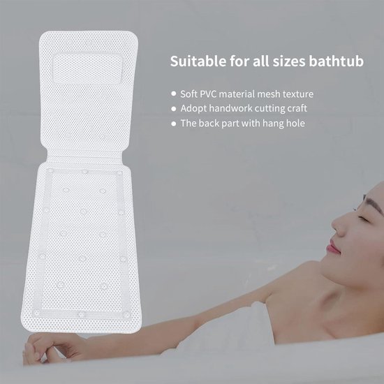 Zachte Badmatras Voor Volledig Lichaam - Spa - Kussen - Zachte Gewatteerde Mat - Ademend - PVC-Schuim - Comfortabel en Luxe - Relaxen in Bad - Wit — afbeelding 5