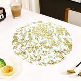 Lot de 50 Sets de Table en Papier Ronds Pailleté Doré Sets de Table jetables Ronds doré Clair, 35 cm, Décoratifs pour Fête, Vacances, Mariage, Anniversaire
